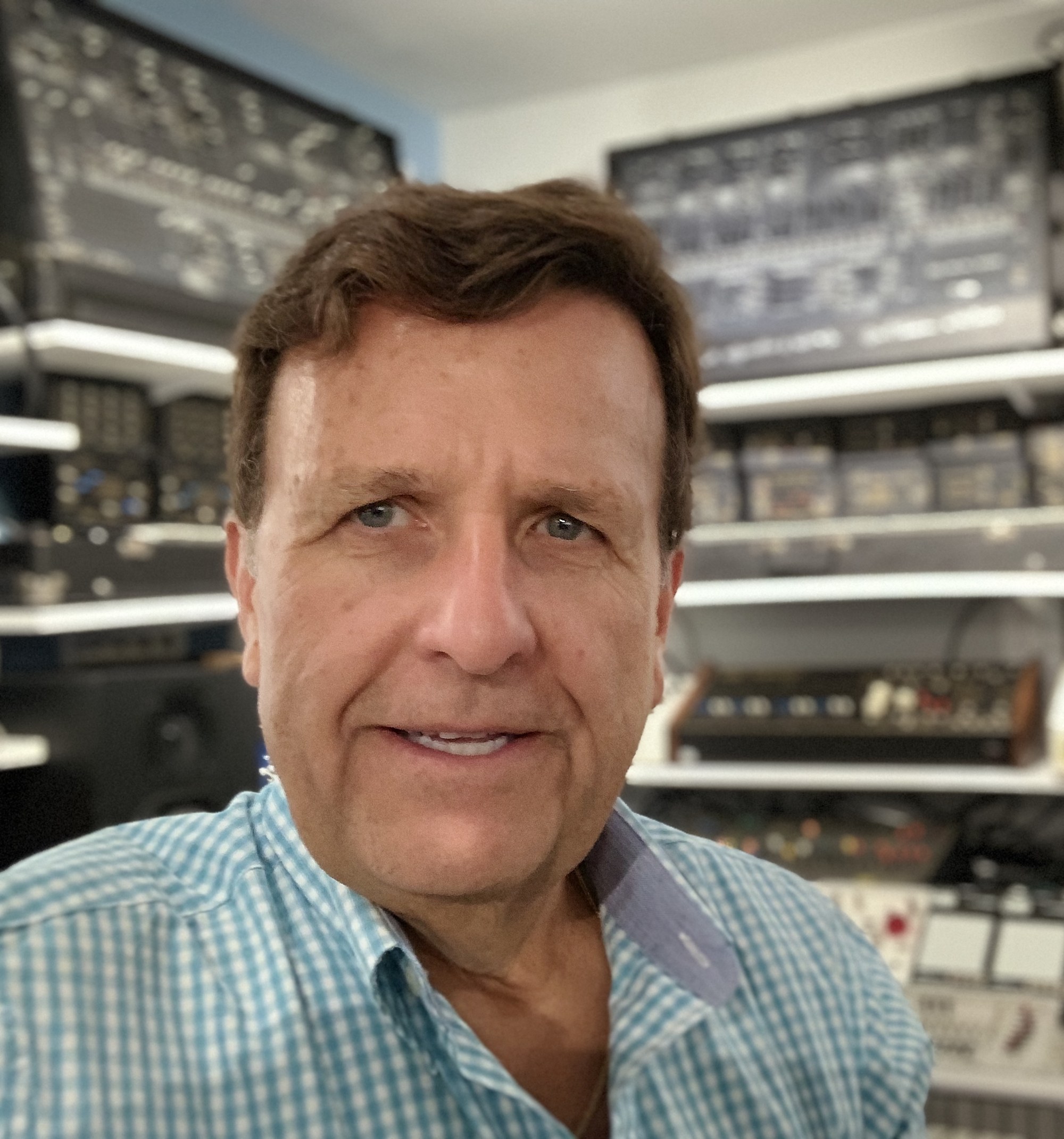 Dr. Boulanger in the studio with ARPs