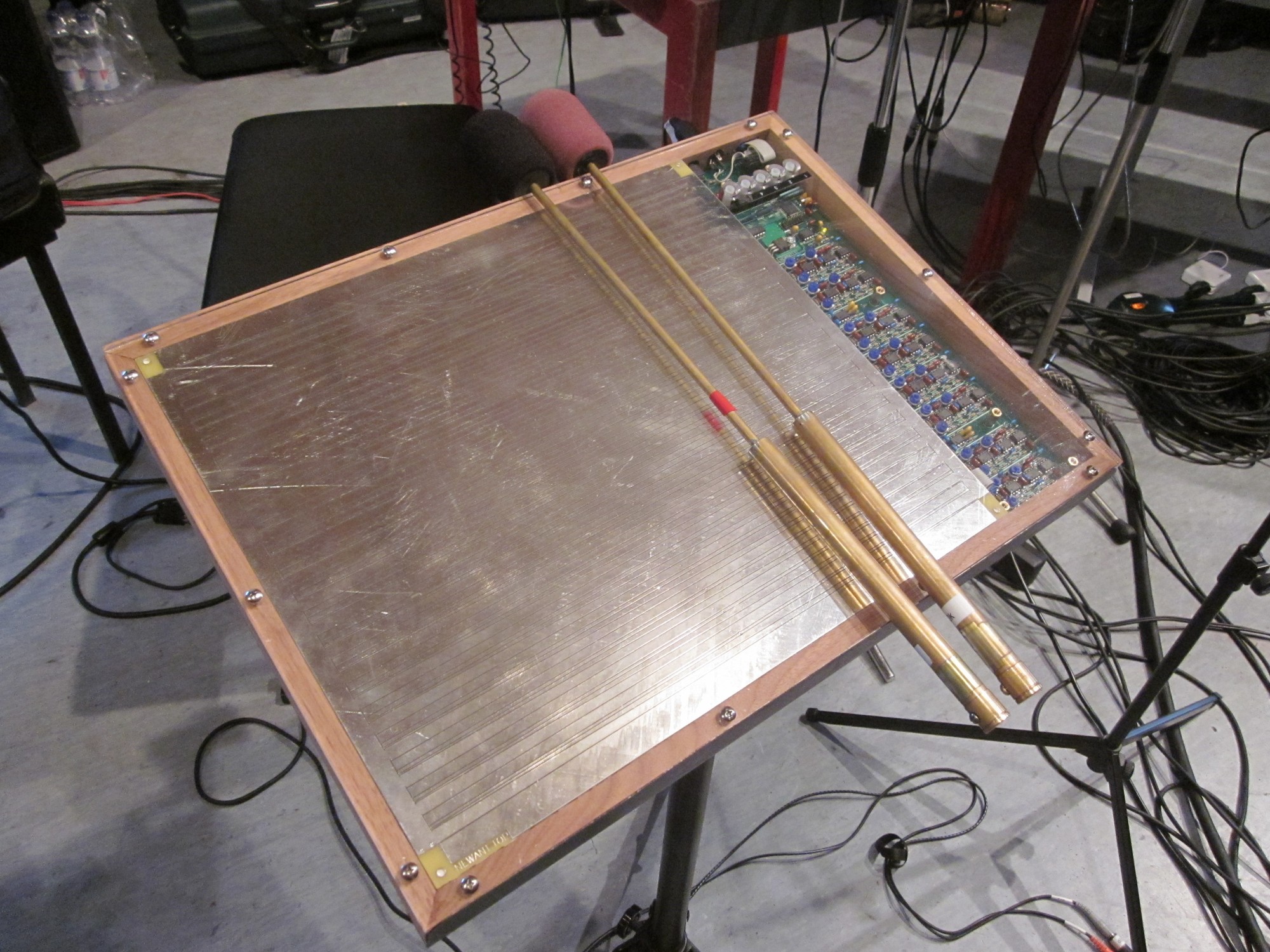 Radio Baton backstage on stand